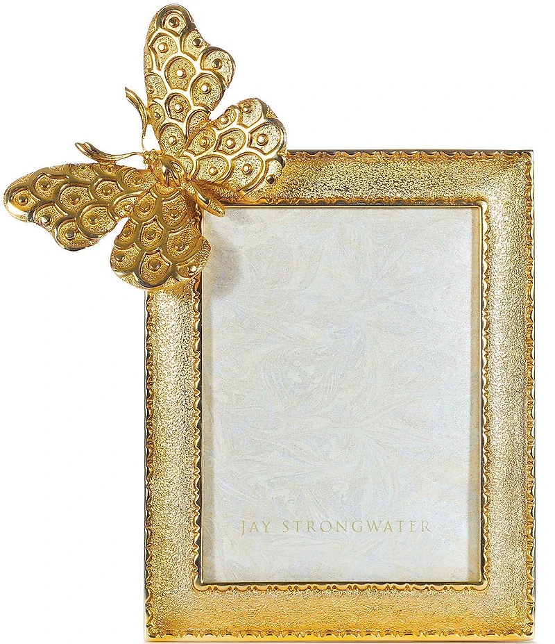 Jay Strongwater Juno Butterfly Gold Picture Frame, 3x4