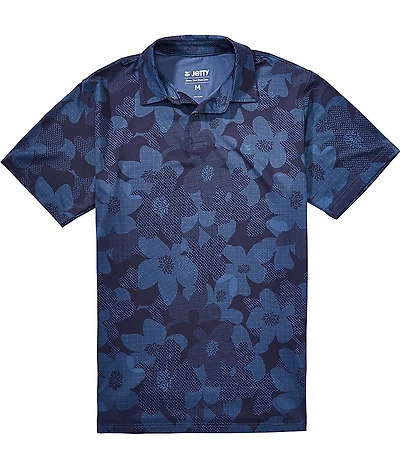Jetty Bunker Floral Print Short Sleeve Polo Shirt