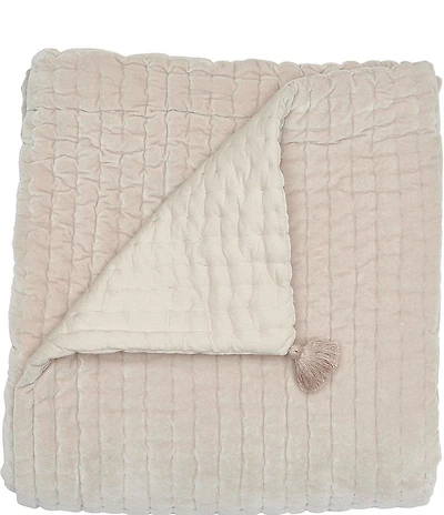 John Robshaw Channeled Velvet Tasseled Throw