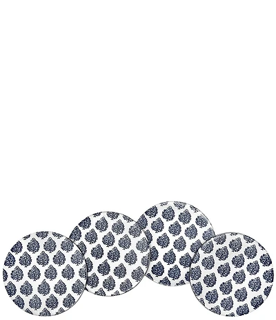 John Robshaw Kamik Indigo Resin Coasters, Set of 4