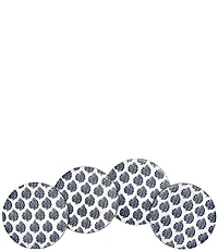 John Robshaw Kamik Indigo Resin Coasters, Set of 4