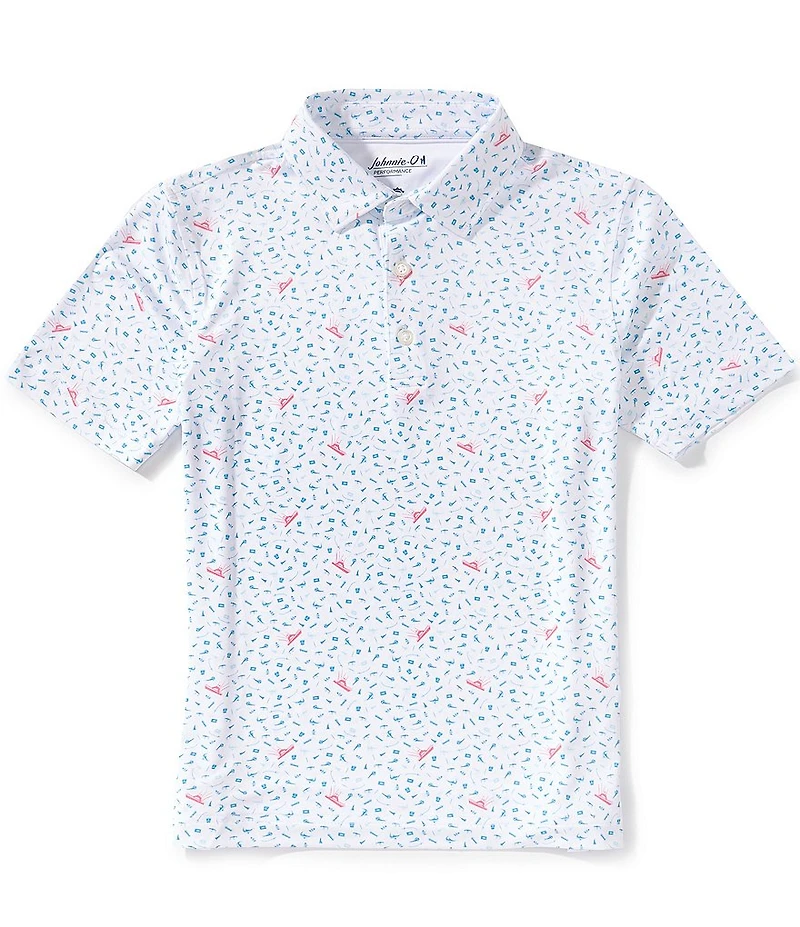 Johnnie-O Big Boys Angler Printed Performance Short-Sleeve Polo
