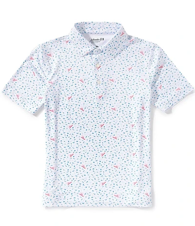 Johnnie-O Big Boys Angler Printed Performance Short-Sleeve Polo