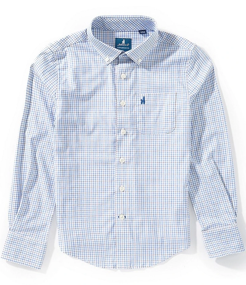 Johnnie-O Big Boys Koby Plaid Long Sleeve Button Front Sport Shirt