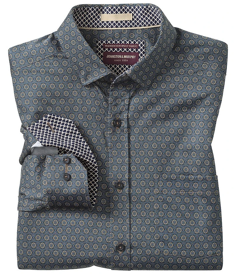 Johnston & Murphy Atrium Print Long Sleeve Woven Shirt