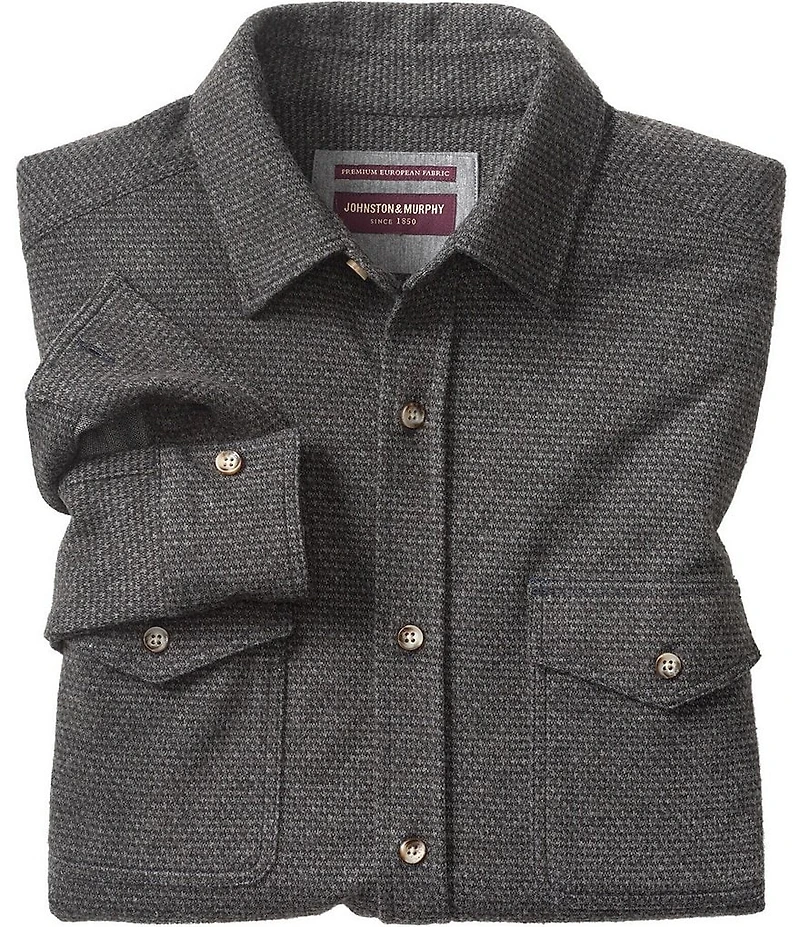Johnston & Murphy Brushed Houndstooth Long Sleeve Woven Shirt