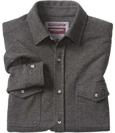 Johnston & Murphy Brushed Houndstooth Long Sleeve Woven Shirt