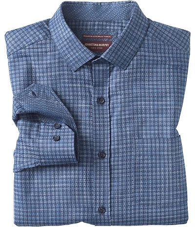 Johnston & Murphy Collin Jacquard Mini Check Long Sleeve Woven Shirt
