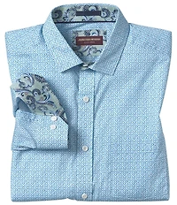 Johnston & Murphy Diamond Geo Print Long Sleeve Woven Shirt