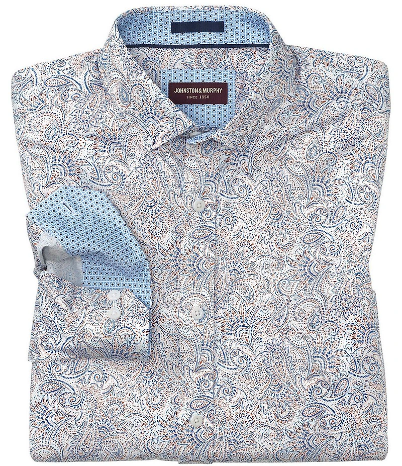 Johnston & Murphy Dotted Paisley Long Sleeve Woven Shirt