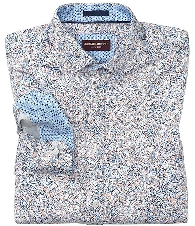 Johnston & Murphy Dotted Paisley Long Sleeve Woven Shirt