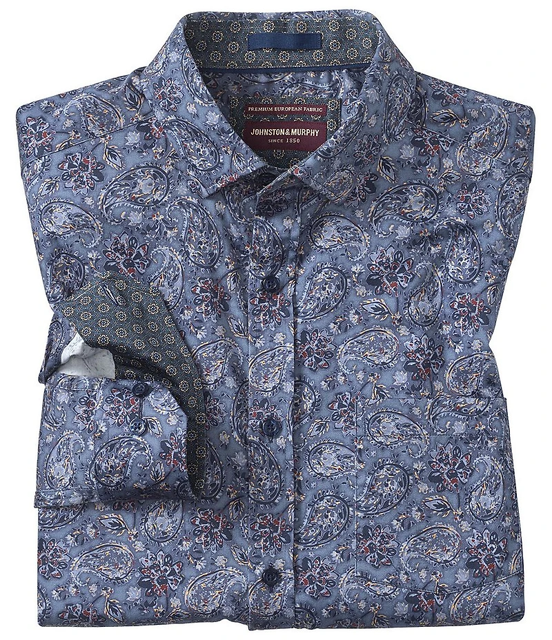 Johnston & Murphy Floral Paisley Print Long Sleeve Woven Shirt