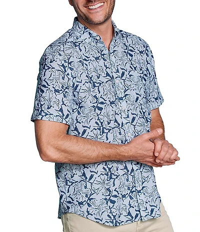 Johnston & Murphy Hampton Hibiscus Print Short Sleeve Woven Shirt