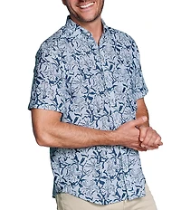 Johnston & Murphy Hampton Hibiscus Print Short Sleeve Woven Shirt