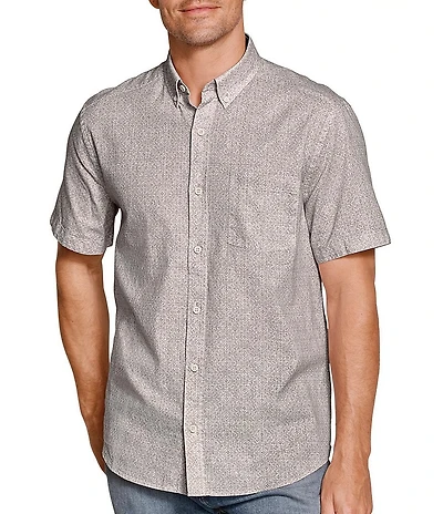 Johnston & Murphy Hampton Tile Print Short Sleeve Woven Shirt