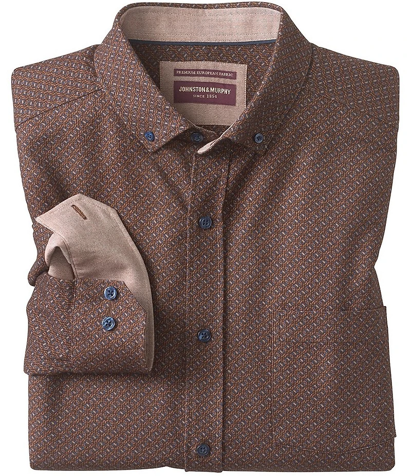 Johnston & Murphy Lane Linked Oval Print Long Sleeve Woven Shirt