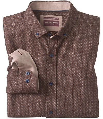 Johnston & Murphy Lane Linked Oval Print Long Sleeve Woven Shirt