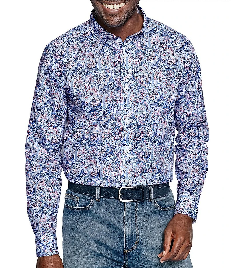 Johnston & Murphy Large Mosaic Print Long Sleeve Woven Shirt