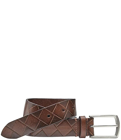 Johnston & Murphy Boy's Basketweave Embossed Leather Belt