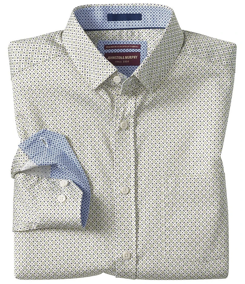 Johnston & Murphy Logan Diamond Print Long Sleeve Woven Shirt