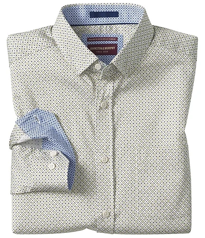 Johnston & Murphy Logan Diamond Print Long Sleeve Woven Shirt