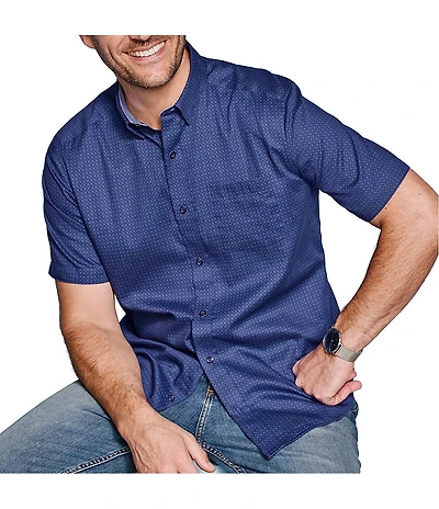 Johnston & Murphy Logan Mini Circle Print Short Sleeve Woven Shirt