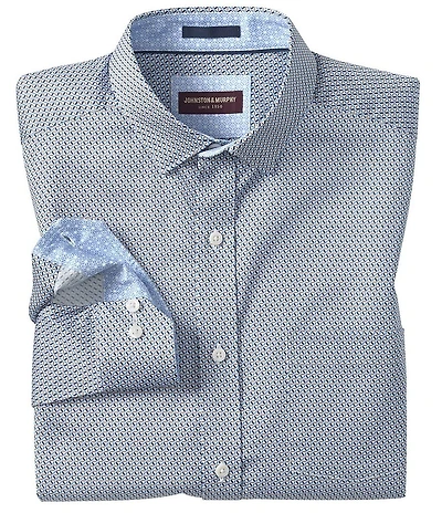 Johnston & Murphy Logan Triangle Grid Print Long Sleeve Woven Shirt
