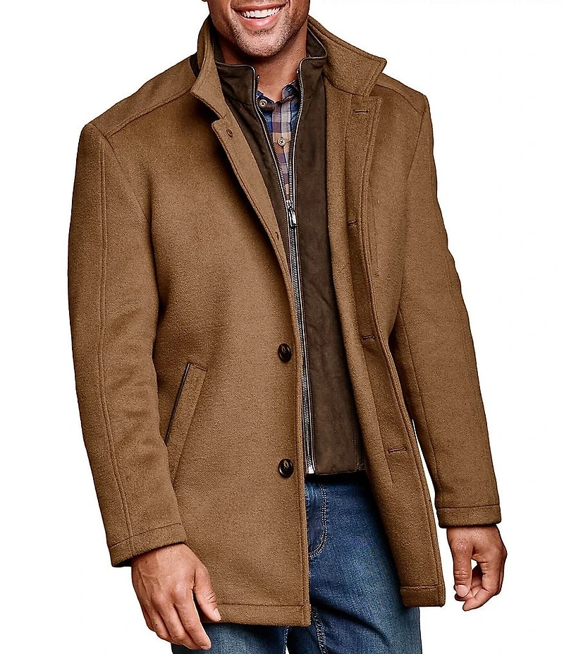Johnston & Murphy Long Sleeve Upton Wool-Blend Car Coat