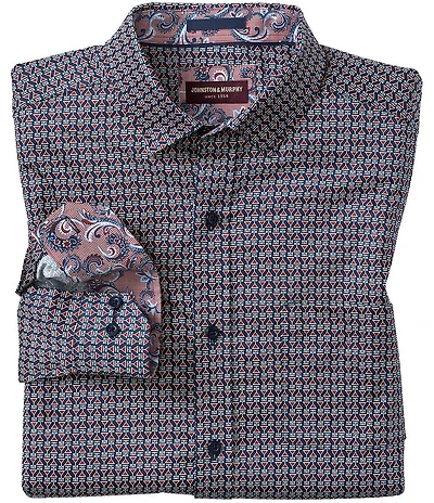 Johnston & Murphy Martini Print Long Sleeve Woven Shirt
