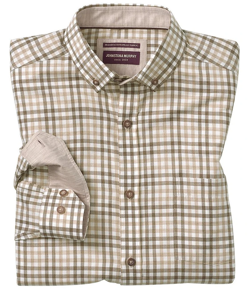 Johnston & Murphy Melange Check Long Sleeve Woven Shirt