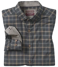 Johnston & Murphy Melange Triple Grid Plaid Heather Long Sleeve Woven Shirt