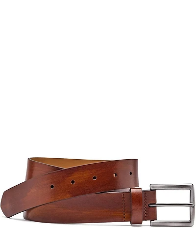 Johnston & Murphy Men's HandSained Flat-Edge Leather Belt