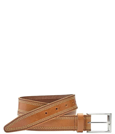 Johnston & Murphy Men's Triple Contrast Stitched Belt