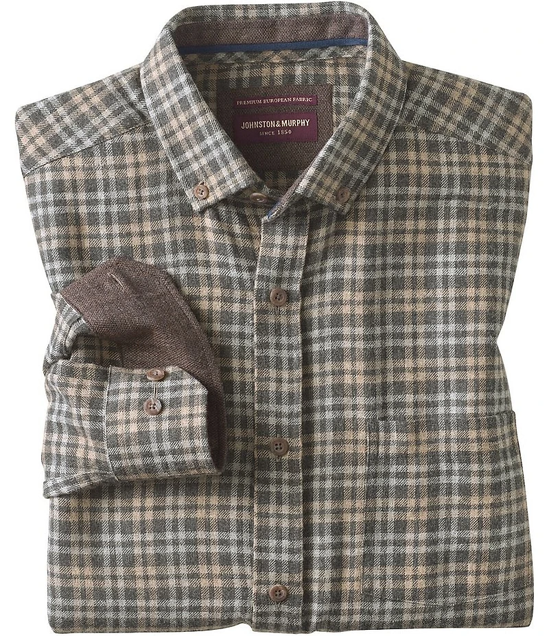 Johnston & Murphy Neal Heather Long Sleeve Woven Shirt