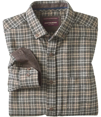 Johnston & Murphy Neal Heather Long Sleeve Woven Shirt