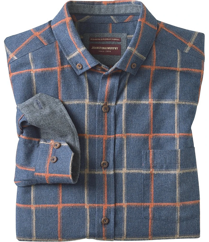 Johnston & Murphy Neal Heather Windowpane Long Sleeve Woven Shirt