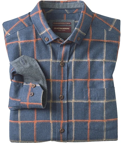 Johnston & Murphy Neal Heather Windowpane Long Sleeve Woven Shirt