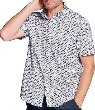 Johnston & Murphy Ocean Icons Logan Printed Short Sleeve Woven Shirt