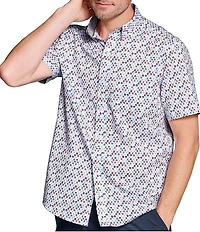 Johnston & Murphy Ocean Icons Logan Printed Short Sleeve Woven Shirt