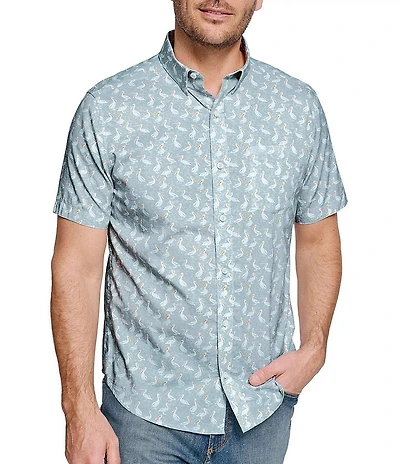 Johnston & Murphy Pelican Print Short Sleeve Woven Shirt
