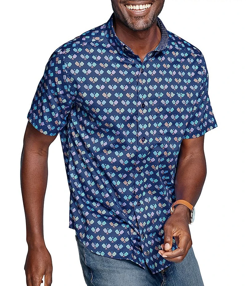 Johnston & Murphy Pickleball Print Short Sleeve Woven Shirt