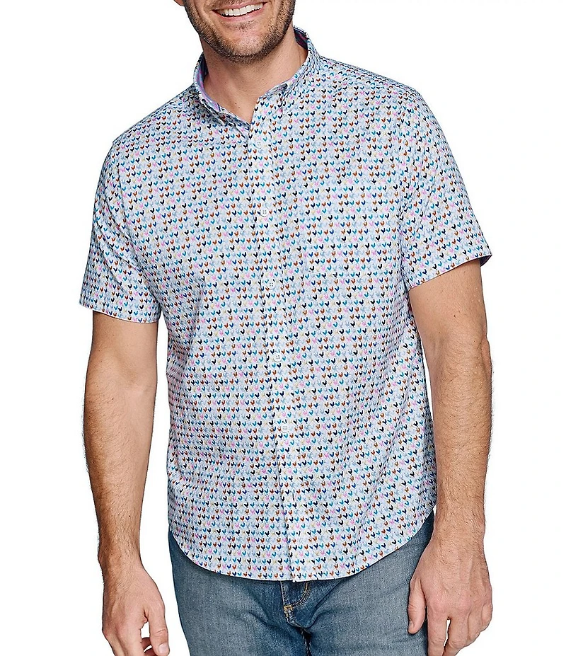 Johnston & Murphy Rooster Print Short Sleeve Woven Shirt