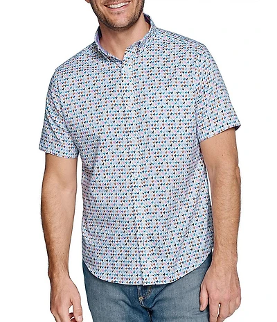 Johnston & Murphy Rooster Print Short Sleeve Woven Shirt