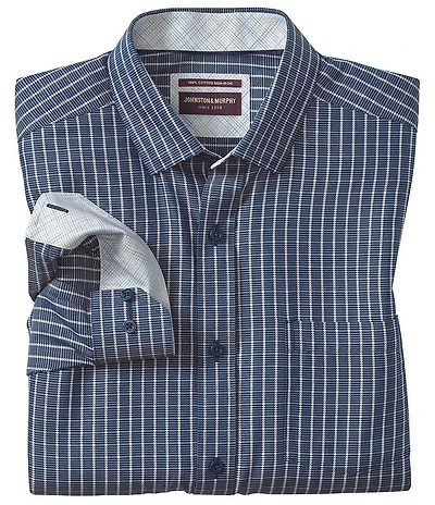 Johnston & Murphy Twill Grid Non-Iron Long Sleeve Woven Shirt