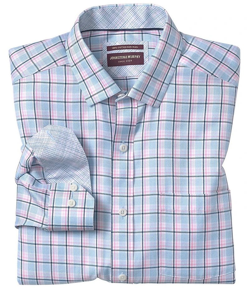 Johnston & Murphy Twill Plaid Long Sleeve Woven Shirt