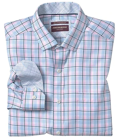 Johnston & Murphy Twill Plaid Long Sleeve Woven Shirt