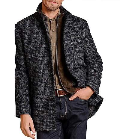 Johnston & Murphy Upton Plaid Wool Blend Car Coat