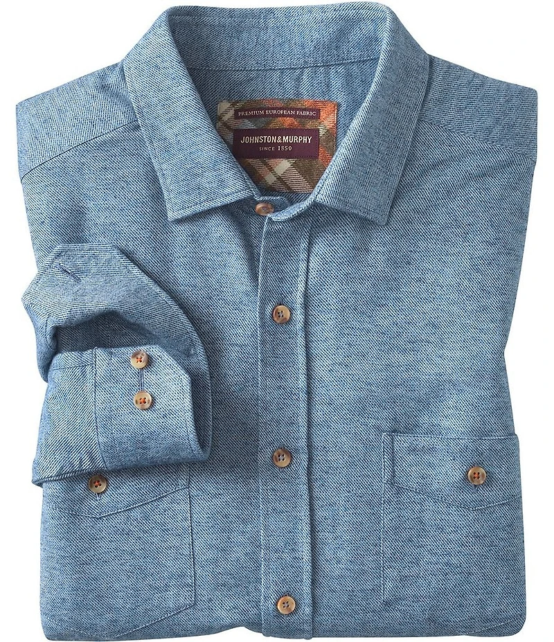Johnston & Murphy Woodson Heathered Long Sleeve Woven Shirt
