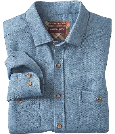 Johnston & Murphy Woodson Heathered Long Sleeve Woven Shirt