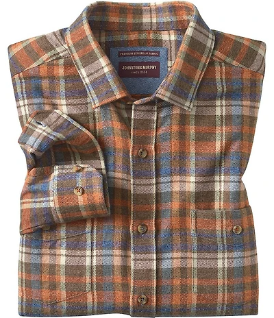 Johnston & Murphy Woodson Heathered Plaid Long Sleeve Woven Shirt
